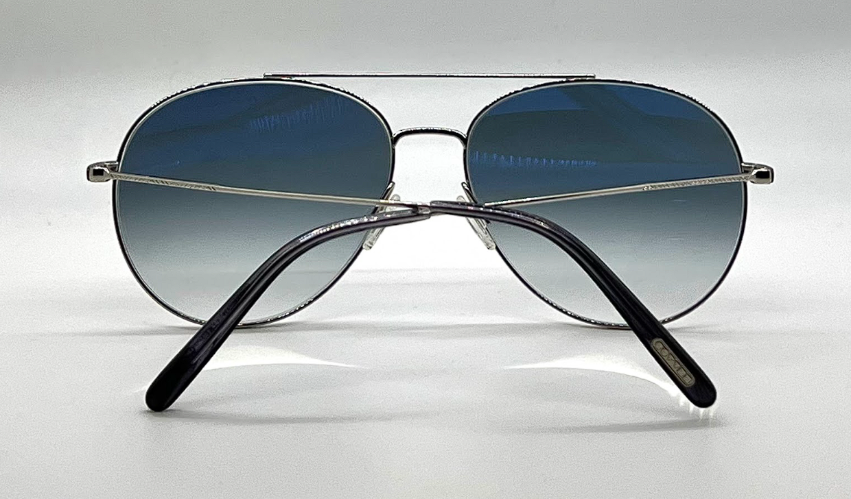 Oliver Peoples Airdale OV1286S Silver Sunglasses Chrome Sapphire Photo Lens