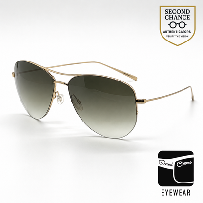 Oliver Peoples Strummer-T Gold Titanium Aviator Sunglasses Olive Gradient