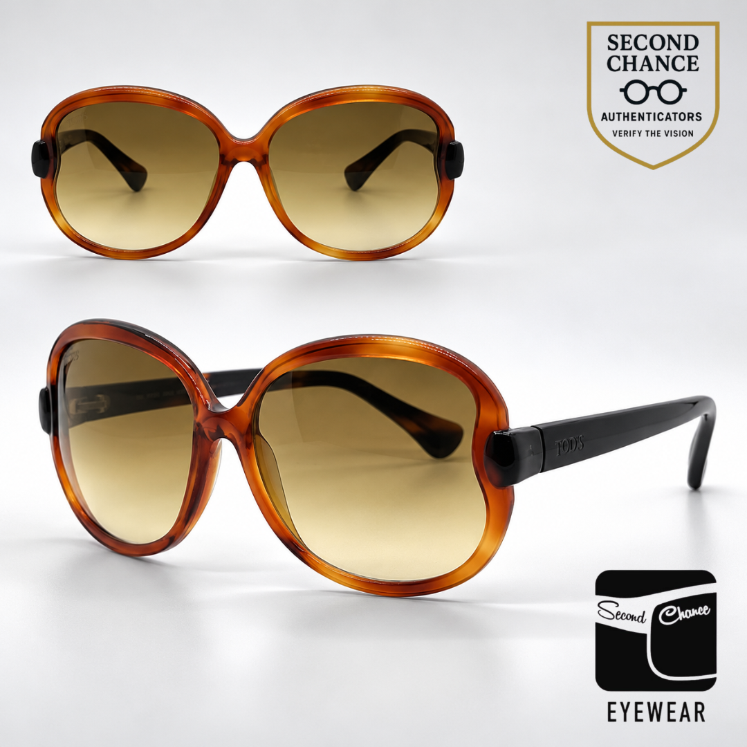 Tod's TO03 56F Translucent Tortoise / Black Butterfly Sunglasses-Brown Gradient Lenses-Unworn