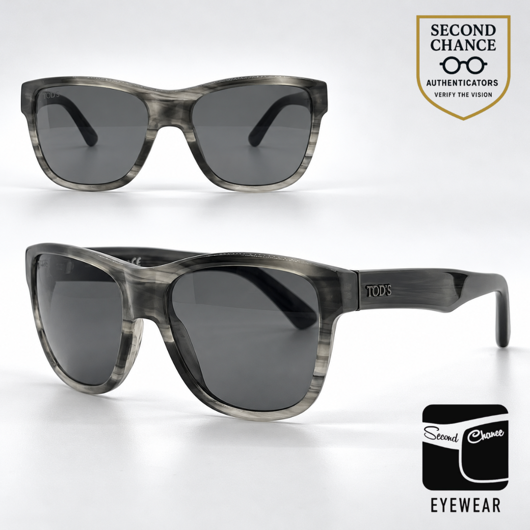 Tod's TO106 47E Black / Grey Marble Square Sunglasses-Dark Grey Lenses-Unworn-Italy