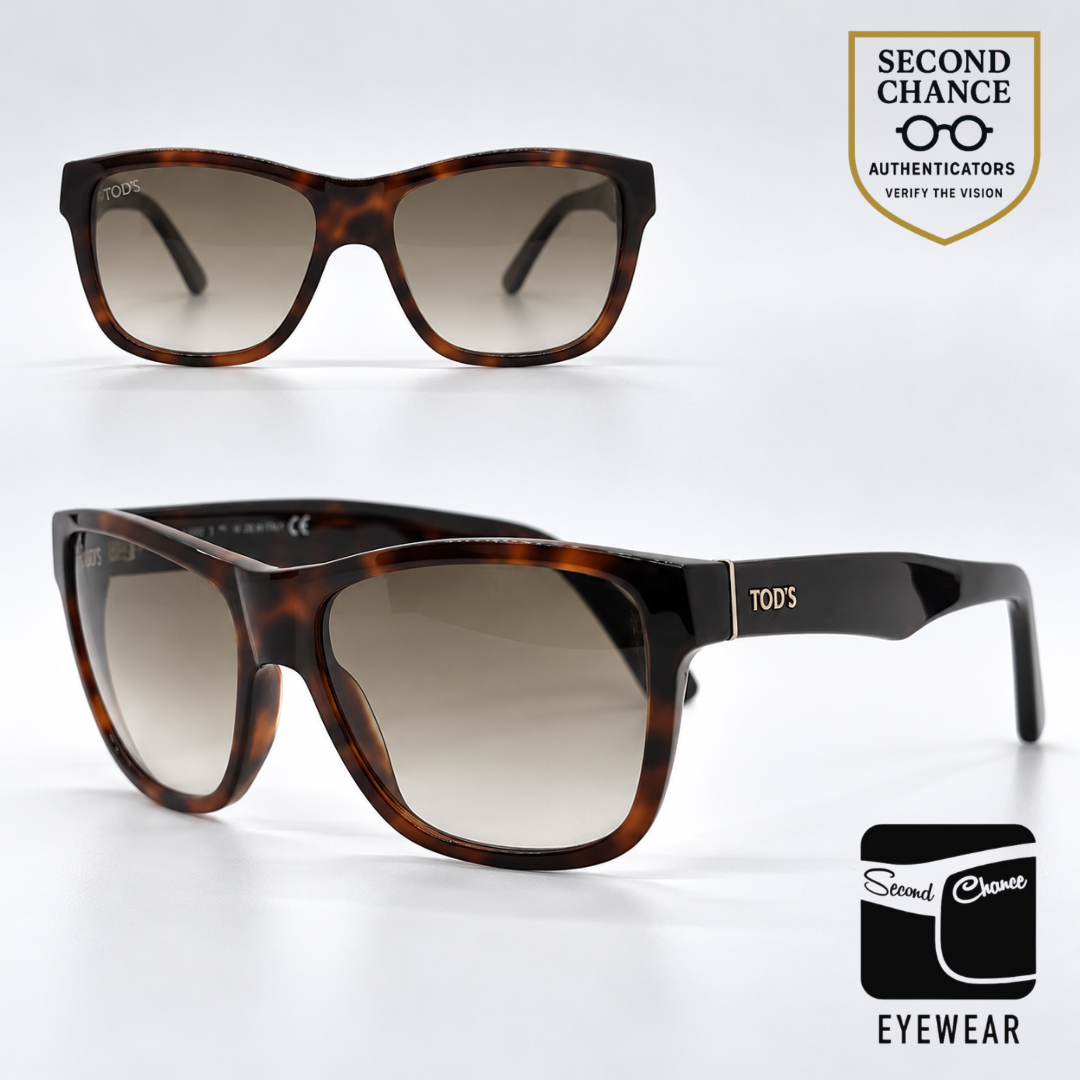 Tod's TO106 52F Tortoise Square Sunglasses-Brown Gradient Lenses-Unworn-Italy