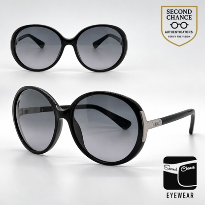 Tod's TO49 Q1B Black Oversized Round Sunglasses-Grey Gradient Lenses-Unworn-Italy