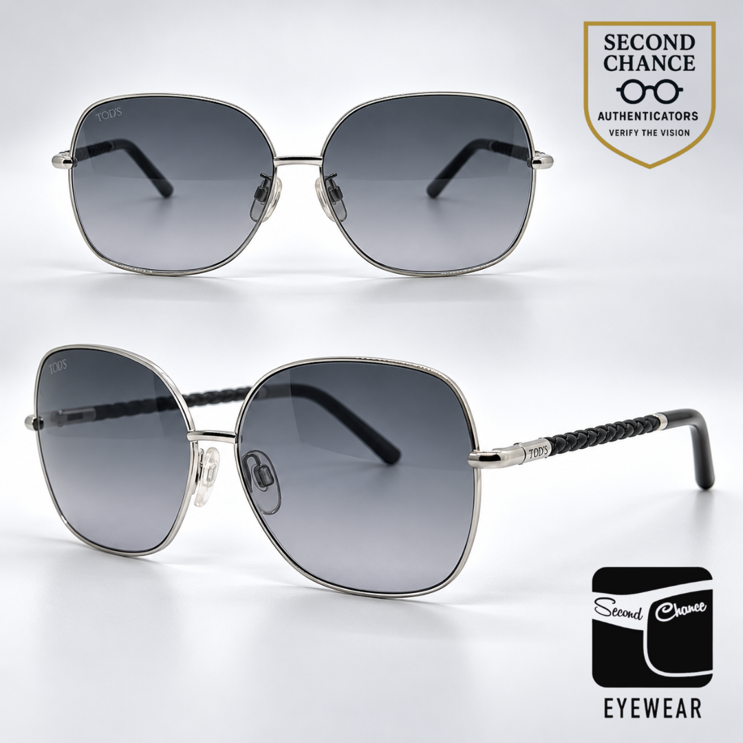 Tod's TO50 16B Silver Butterfly Sunglasses-Grey Gradient Lenses-Unworn-Italy