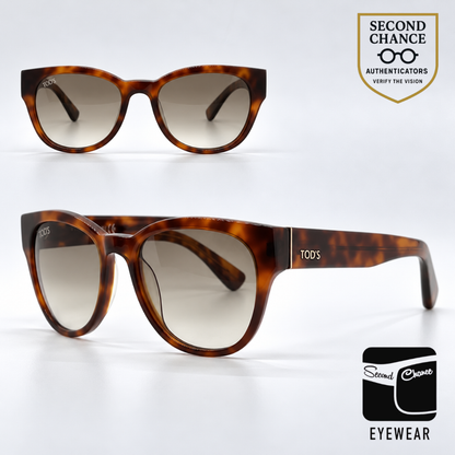 Tod's TO60 52F Tortoise Square Sunglasses-Light Brown Gradient Lenses-Unworn-Italy