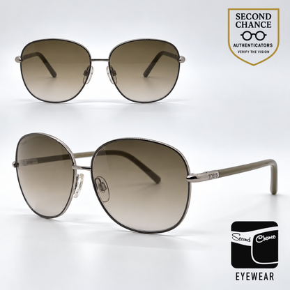 Tod's TO74 20F Silver Butterfly Sunglasses-Brown Gradient Lenses-Unworn-Italy