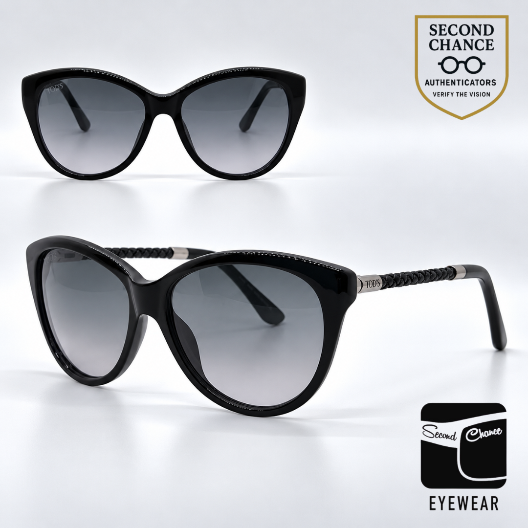 Tod's TO82 01B Black Cat Eye Sunglasses-Grey Gradient Lenses-Unworn-Italy