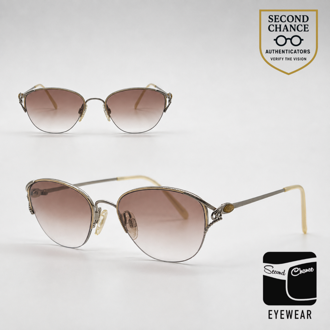 Tura Mod 728 Silver Filigree Sunglasses Brown Gradient-Unworn-Japan