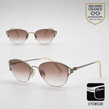 Tura Mod 728 Silver Filigree Sunglasses Brown Gradient-Unworn-Japan