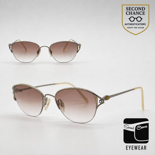 Tura Mod 728 Silver Filigree Sunglasses Brown Gradient-Unworn-Japan