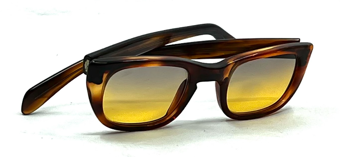 Vintage Universal 5 3/4 Tortoise Sunglasses-New Gradient Custom Amber Lenses-USA