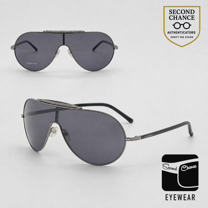 Valentino 5401/S Silver Shield Vintage Sunglasses Crystal Detail-UNWORN-Italy