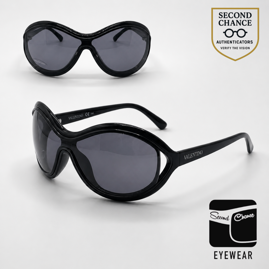 Valentino 5535/S Black Vintage Shield Sunglasses-Unworn-Made in Italy
