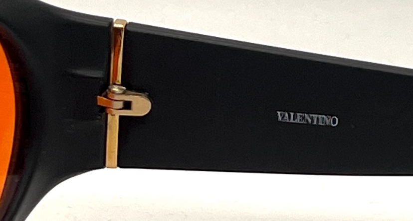 Valentino 3MJ 53□21 Oval Sunglasses Matte Black Orange Lenses Made in Italy