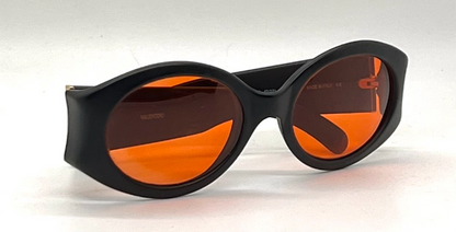 Valentino 3MJ 53□21 Oval Sunglasses Matte Black Orange Lenses Made in Italy