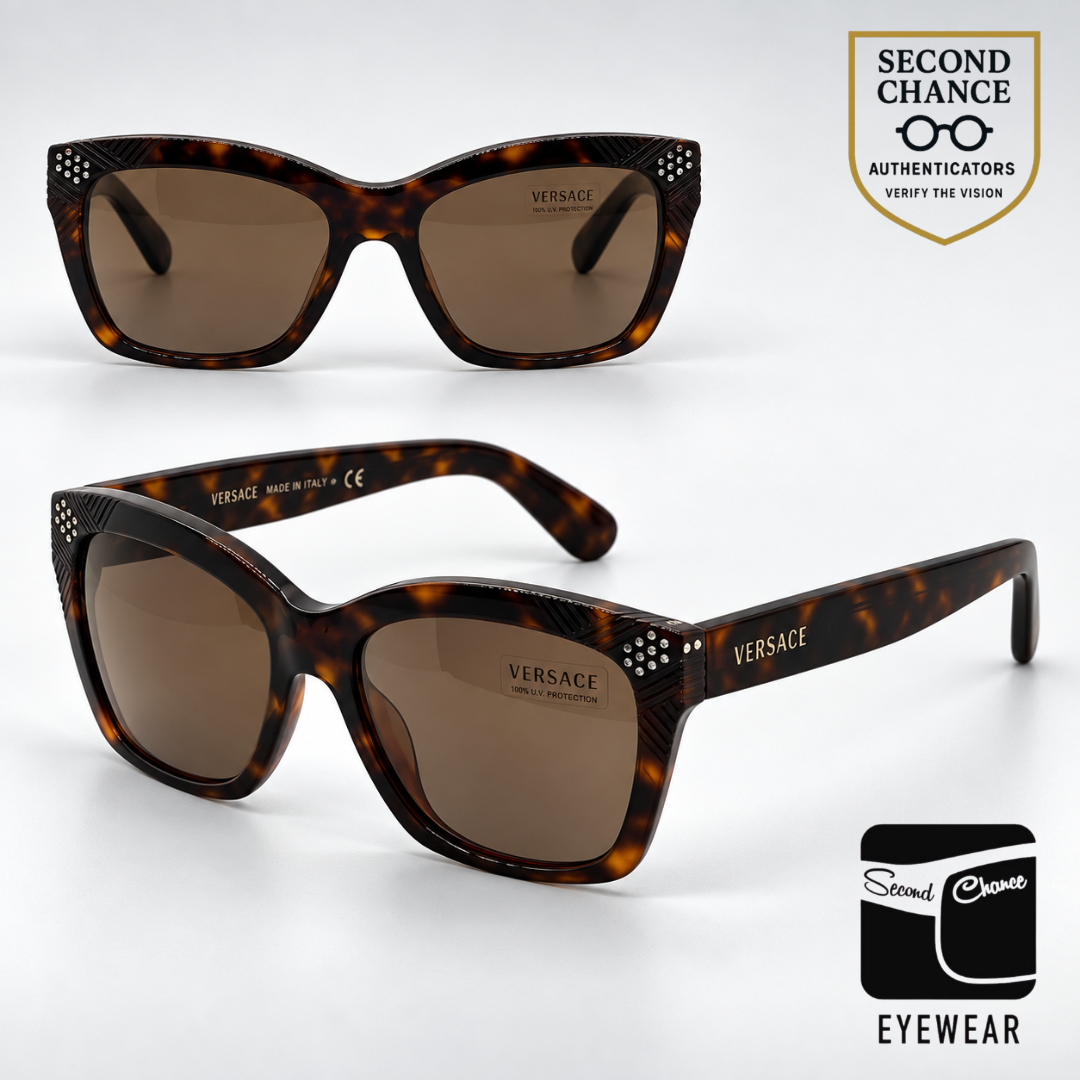 Versace VE4213B 879/73 Swarovski-Vintage Sunglasses Havana Brown Lenses-Unworn