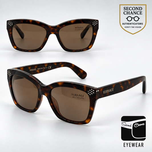 Versace VE4213B 879/73 Swarovski-Vintage Sunglasses Havana Brown Lenses-Unworn