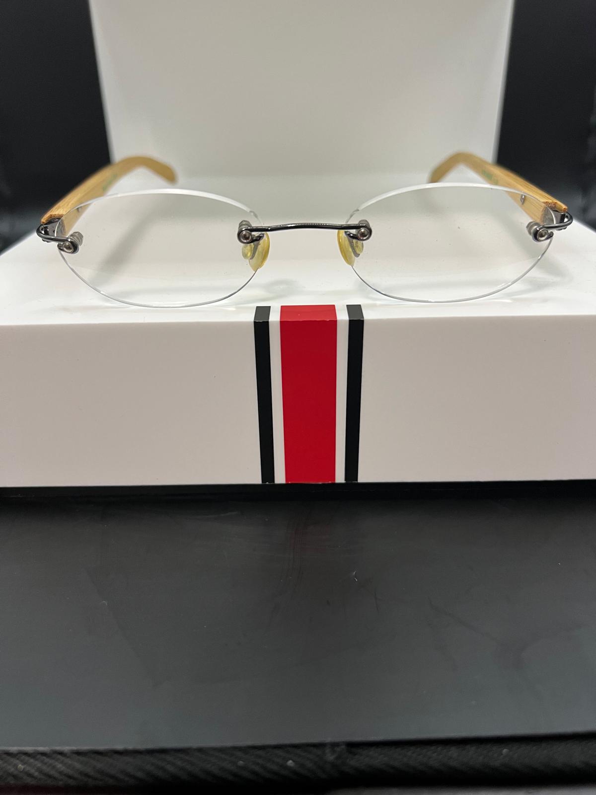 Ecospek Bamboo Reading Glasses Oval Rimless Gold, Slim Classic | Brand New