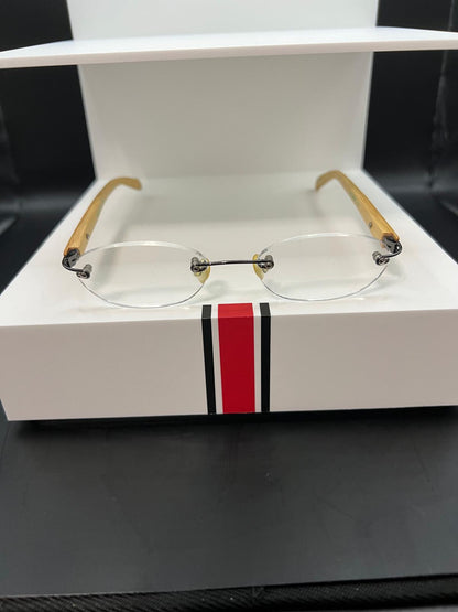 Ecospek Bamboo Reading Glasses Oval Rimless Gold, Slim Classic | Brand New