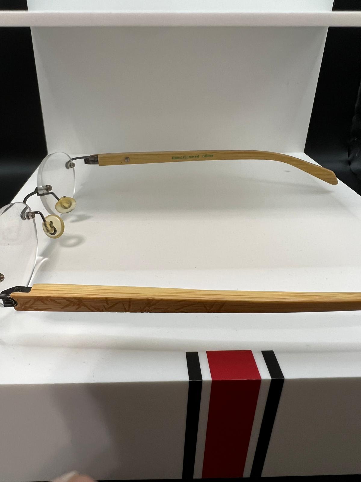 Ecospek Bamboo Reading Glasses Oval Rimless Gold, Slim Classic | Brand New