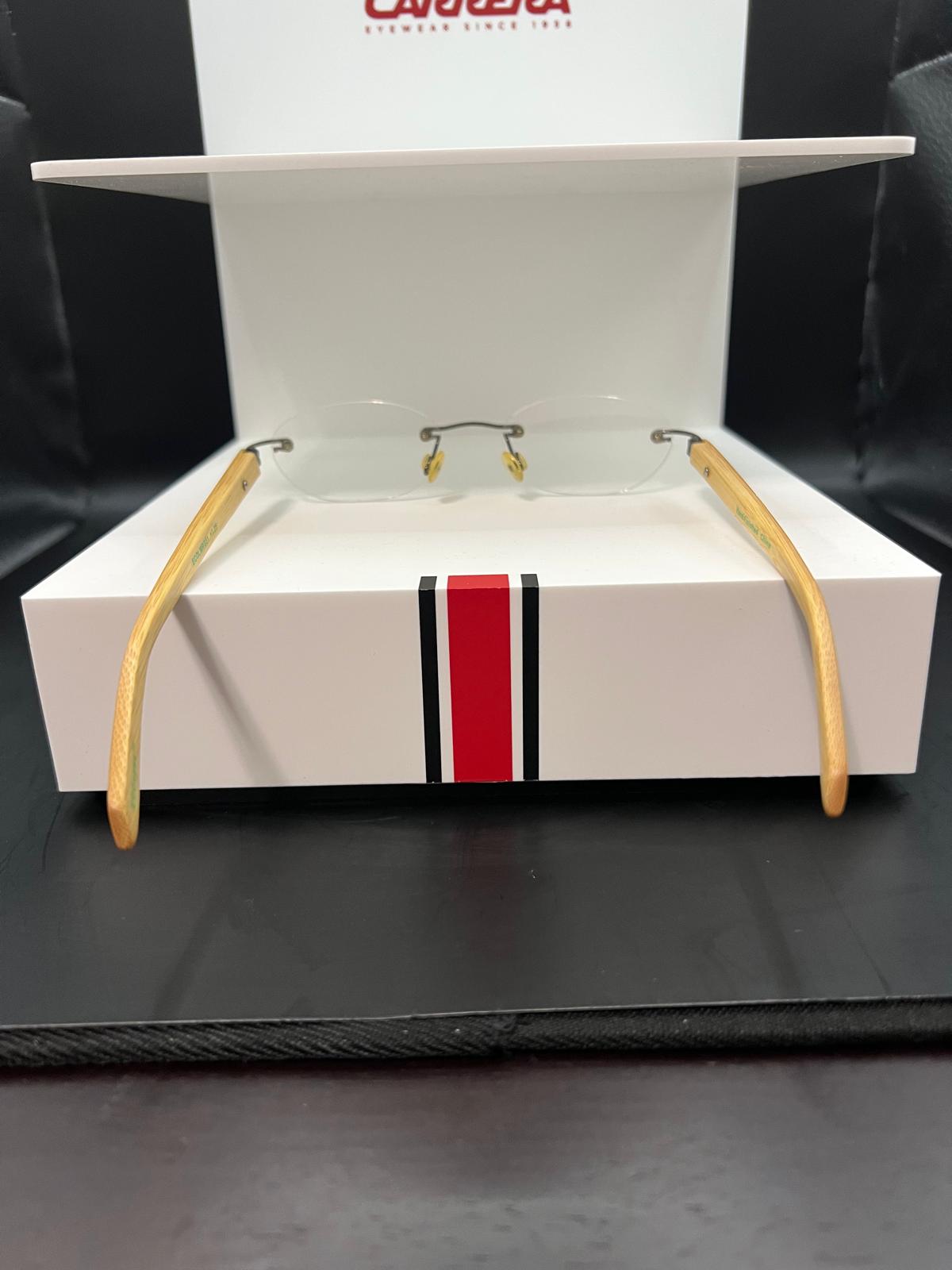 Ecospek Bamboo Reading Glasses Oval Rimless Gold, Slim Classic | Brand New