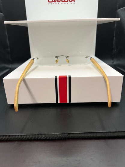 Ecospek Bamboo Reading Glasses Oval Rimless Gold, Slim Classic | Brand New