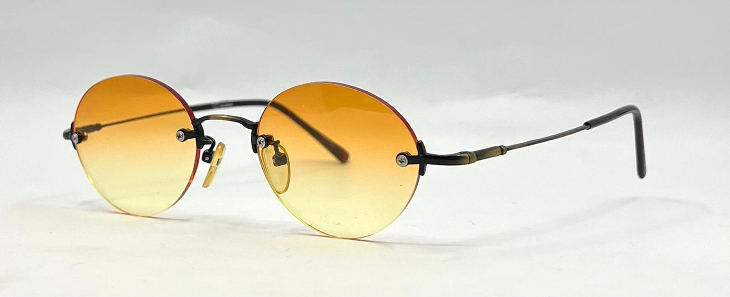 Spektek 541 Rimless Sunglasses – Dark Frame – Yellow Gradient Lenses – Unworn Vintage