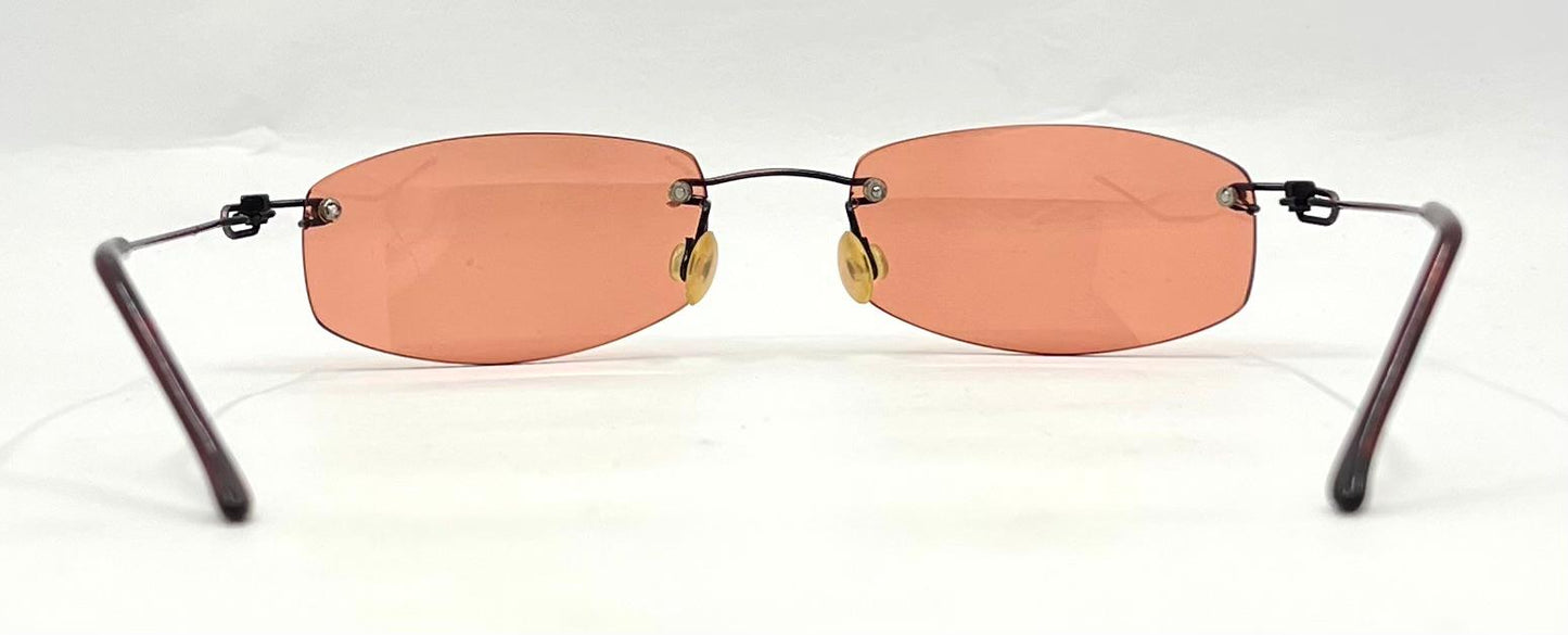 Masters 543 Rimless Sunglasses – Silver Frame – Solid Rose / Salmon Tint Lenses – Unworn Vintage