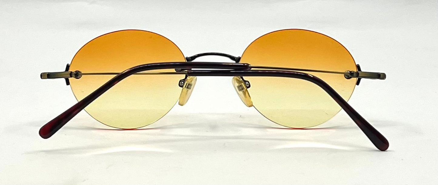 Spektek 541 Rimless Sunglasses – Dark Frame – Yellow Gradient Lenses – Unworn Vintage