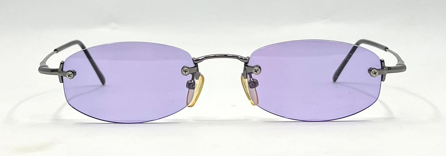 Masters Rimless Sunglasses – Dark Metal Frame – Solid Lavender Lenses – Unworn Vintage