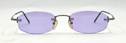 Masters Rimless Sunglasses – Dark Metal Frame – Solid Lavender Lenses – Unworn Vintage