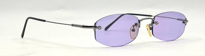 Masters Rimless Sunglasses – Dark Metal Frame – Solid Lavender Lenses – Unworn Vintage
