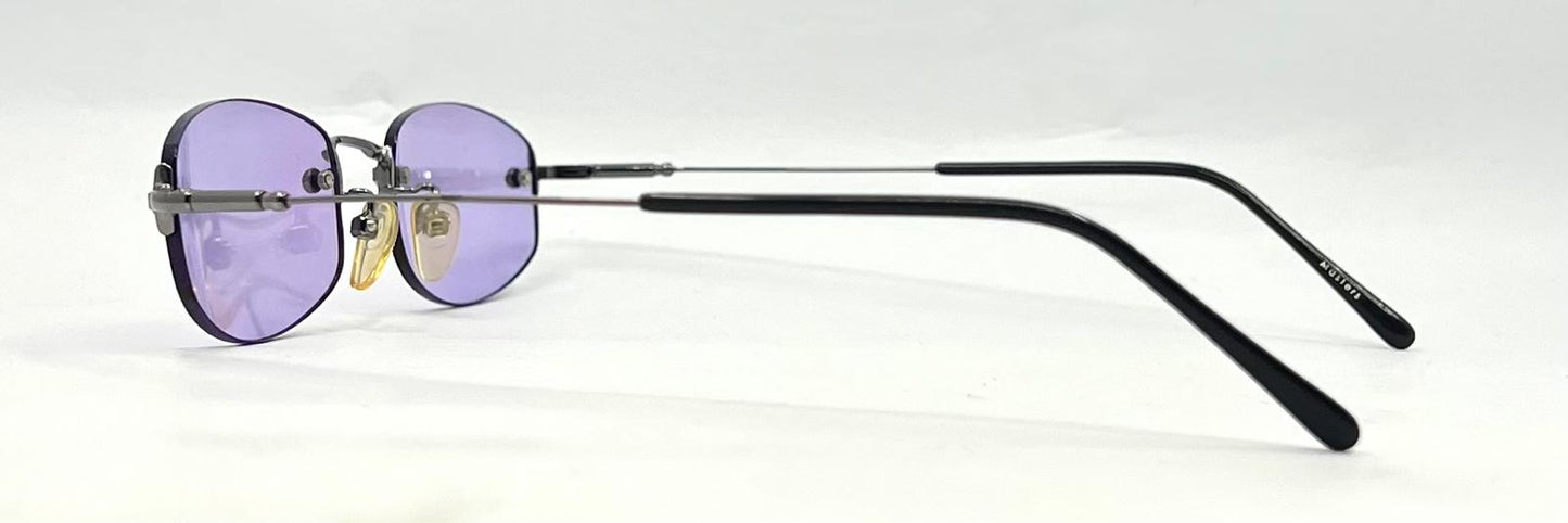 Masters Rimless Sunglasses – Dark Metal Frame – Solid Lavender Lenses – Unworn Vintage