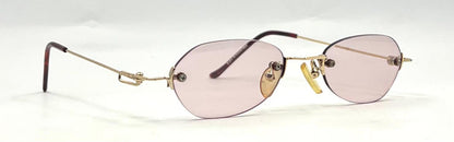 Masters Rimless Sunglasses – Gold Metal Frame – Solid Light Pink Lenses – Unworn Vintage