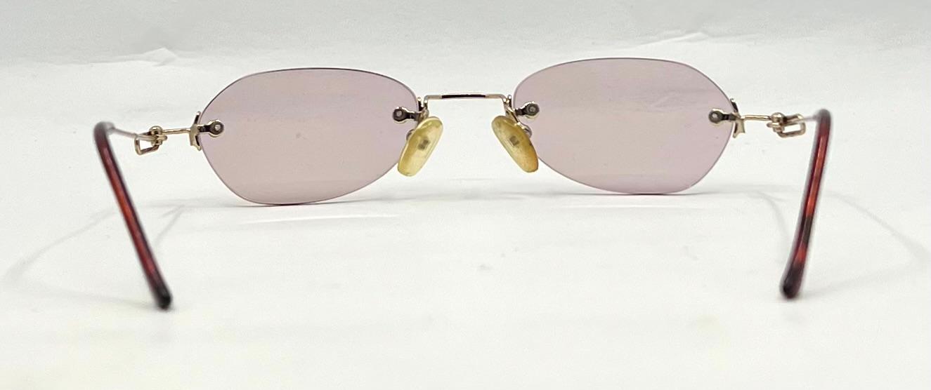 Masters Rimless Sunglasses – Gold Metal Frame – Solid Light Pink Lenses – Unworn Vintage