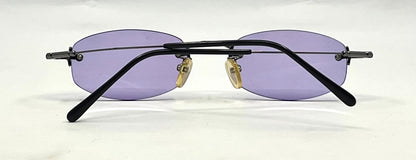 Masters Rimless Sunglasses – Dark Metal Frame – Solid Lavender Lenses – Unworn Vintage