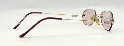 Masters Rimless Sunglasses – Gold Metal Frame – Solid Light Pink Lenses – Unworn Vintage
