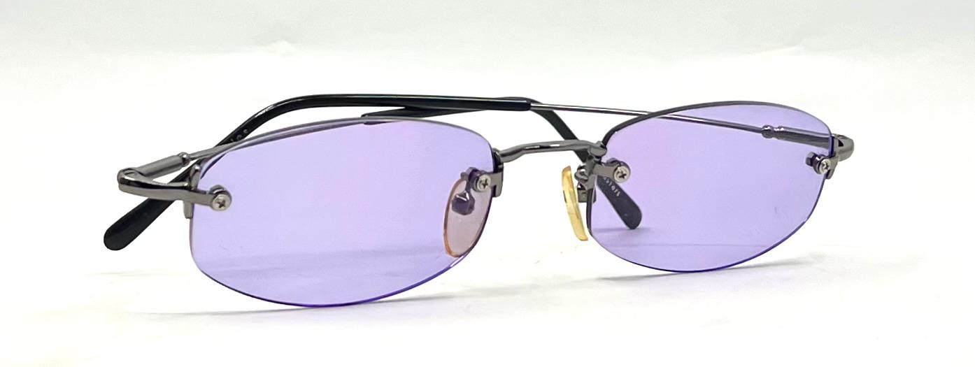 Masters Rimless Sunglasses – Dark Metal Frame – Solid Lavender Lenses – Unworn Vintage