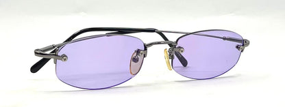Masters Rimless Sunglasses – Dark Metal Frame – Solid Lavender Lenses – Unworn Vintage