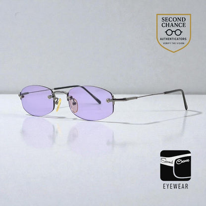 Masters Rimless Sunglasses – Dark Metal Frame – Solid Lavender Lenses – Unworn Vintage