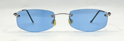 Masters 543 Rimless Sunglasses – Silver Metal Frame – Solid Blue Lenses – Unworn Vintage