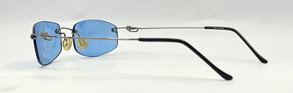 Masters 543 Rimless Sunglasses – Silver Metal Frame – Solid Blue Lenses – Unworn Vintage