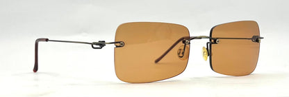 Masters 543 Rimless Sunglasses – Dark Metal Frame – Solid Brown / Amber Lenses – Unworn Vintage