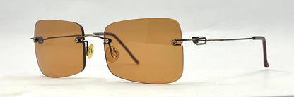 Masters 543 Rimless Sunglasses – Dark Metal Frame – Solid Brown / Amber Lenses – Unworn Vintage