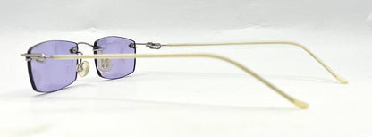 Rimless Sunglasses–Silver Metal Frame–Solid Lavender Lense–Unworn Vintage