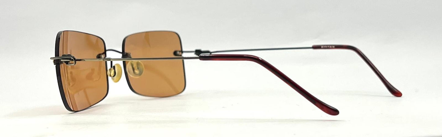 Masters 543 Rimless Sunglasses – Dark Metal Frame – Solid Brown / Amber Lenses – Unworn Vintage