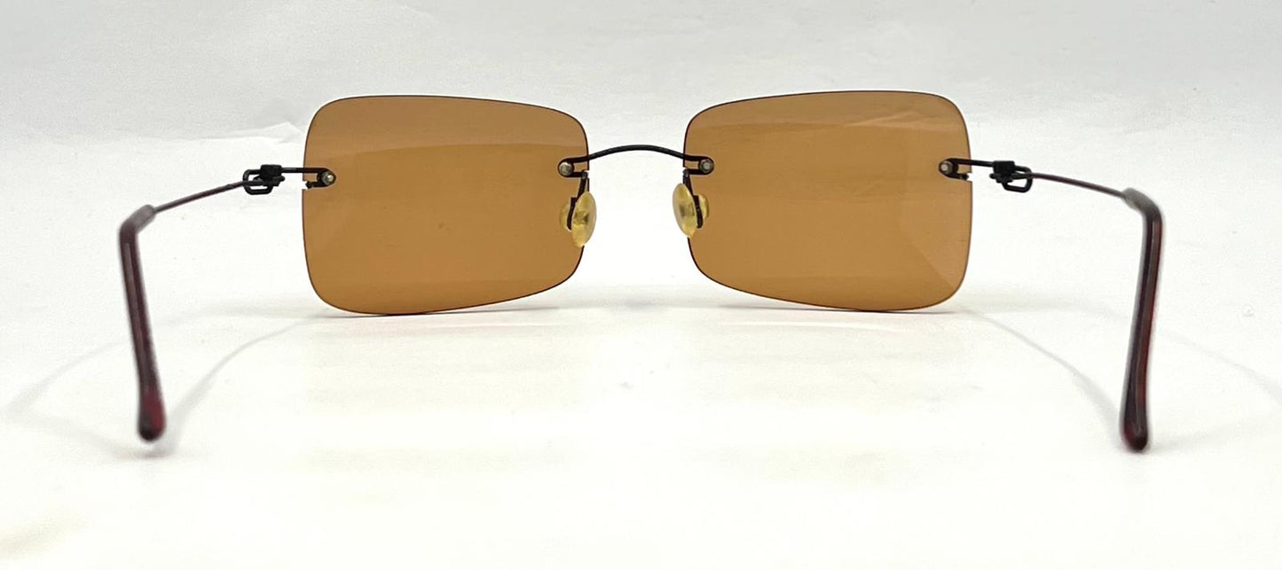 Masters 543 Rimless Sunglasses – Dark Metal Frame – Solid Brown / Amber Lenses – Unworn Vintage