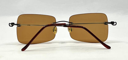 Masters 543 Rimless Sunglasses – Dark Metal Frame – Solid Brown / Amber Lenses – Unworn Vintage
