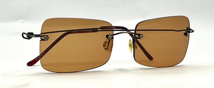 Masters 543 Rimless Sunglasses – Dark Metal Frame – Solid Brown / Amber Lenses – Unworn Vintage