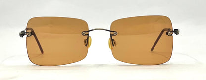 Masters 543 Rimless Sunglasses – Dark Metal Frame – Solid Brown / Amber Lenses – Unworn Vintage