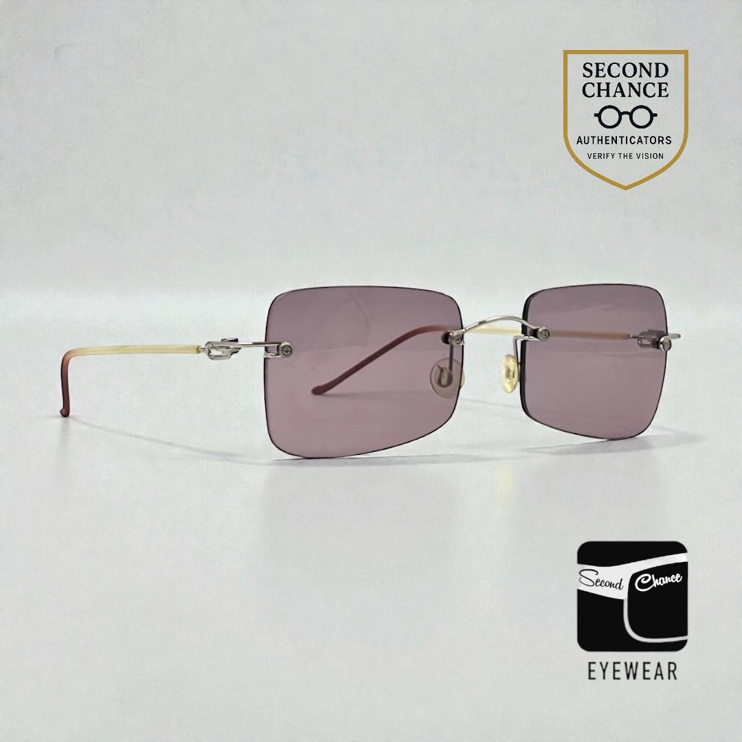 DESIGN HACKER Rimless Sunglasses–Solid Soft Pink/Lavender Lenses–Unworn
